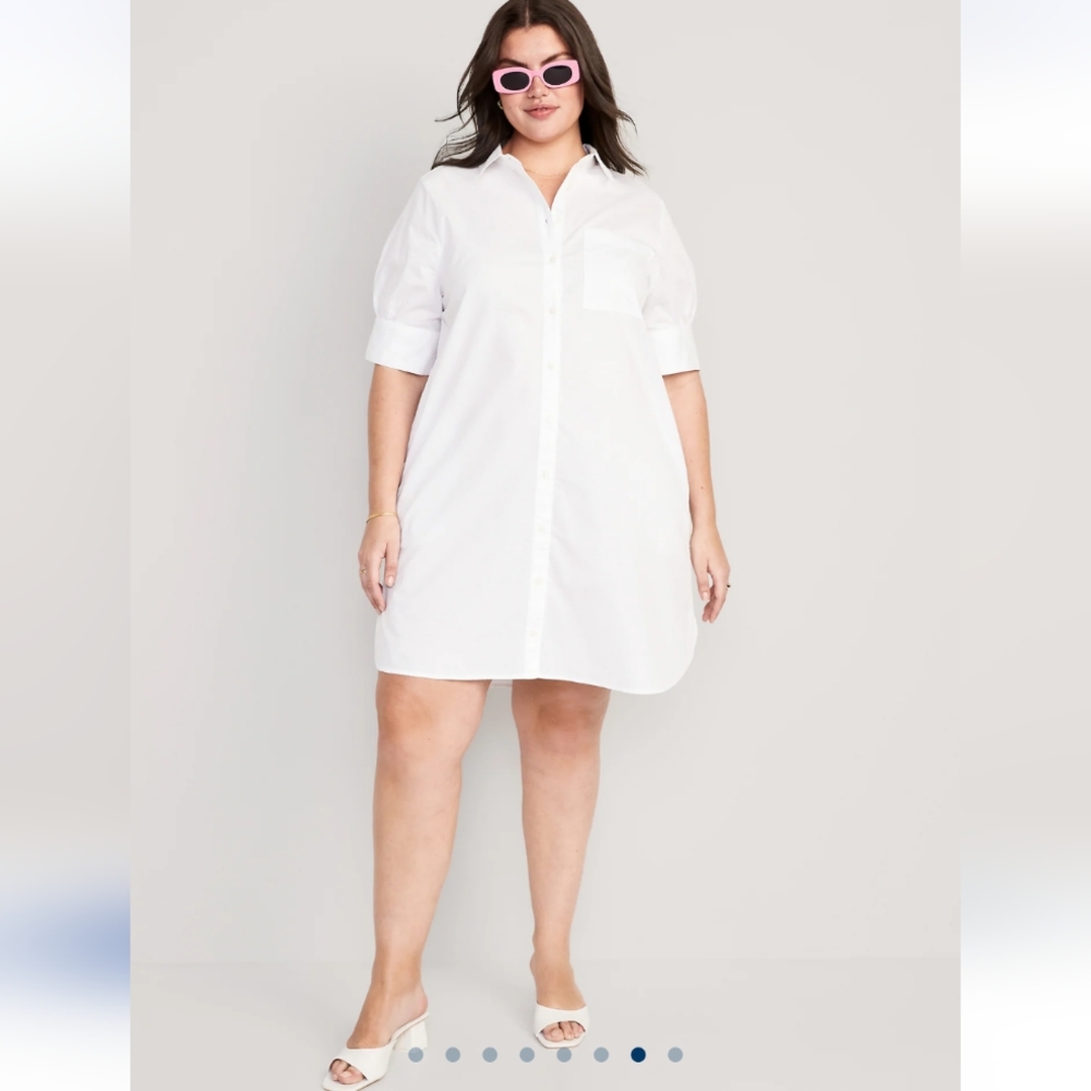 Old Navy White Collared Button Down Dress 4XL